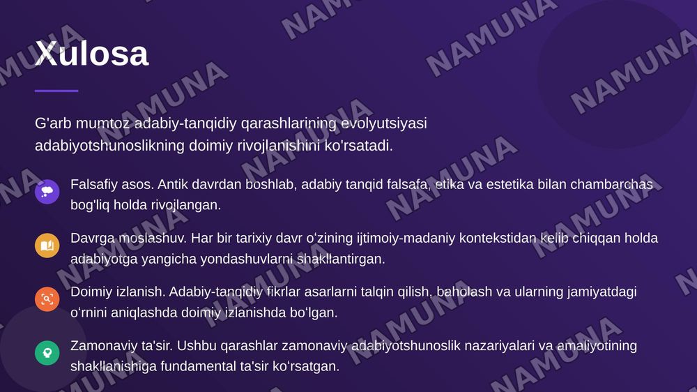 G'arb mumtoz adabiyotida adabiy-tanqidiy qarashlar — 8-slayd