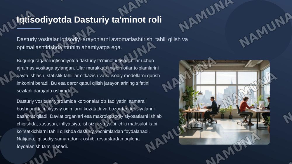 Iqtisodiyotda foydalanadigan dasturiy vositalar — 3-slayd