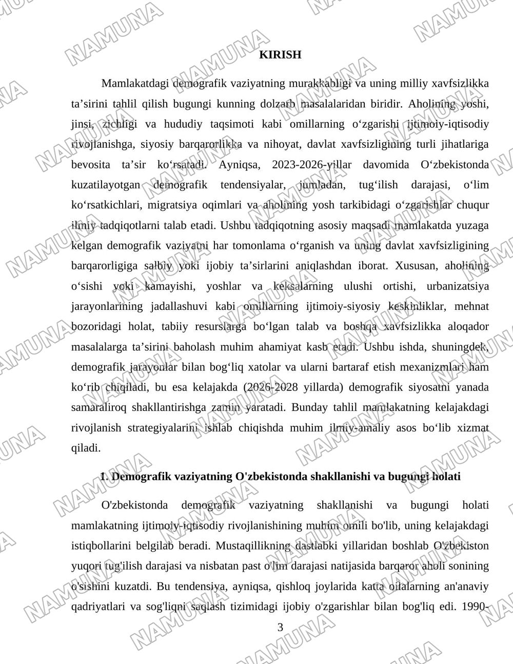 Mamlakatda yuzaga kelgan demografik vaziyat va uning xavfsizlikka ta’siri. Xatolik haqida xabar berish — 3-varaq
