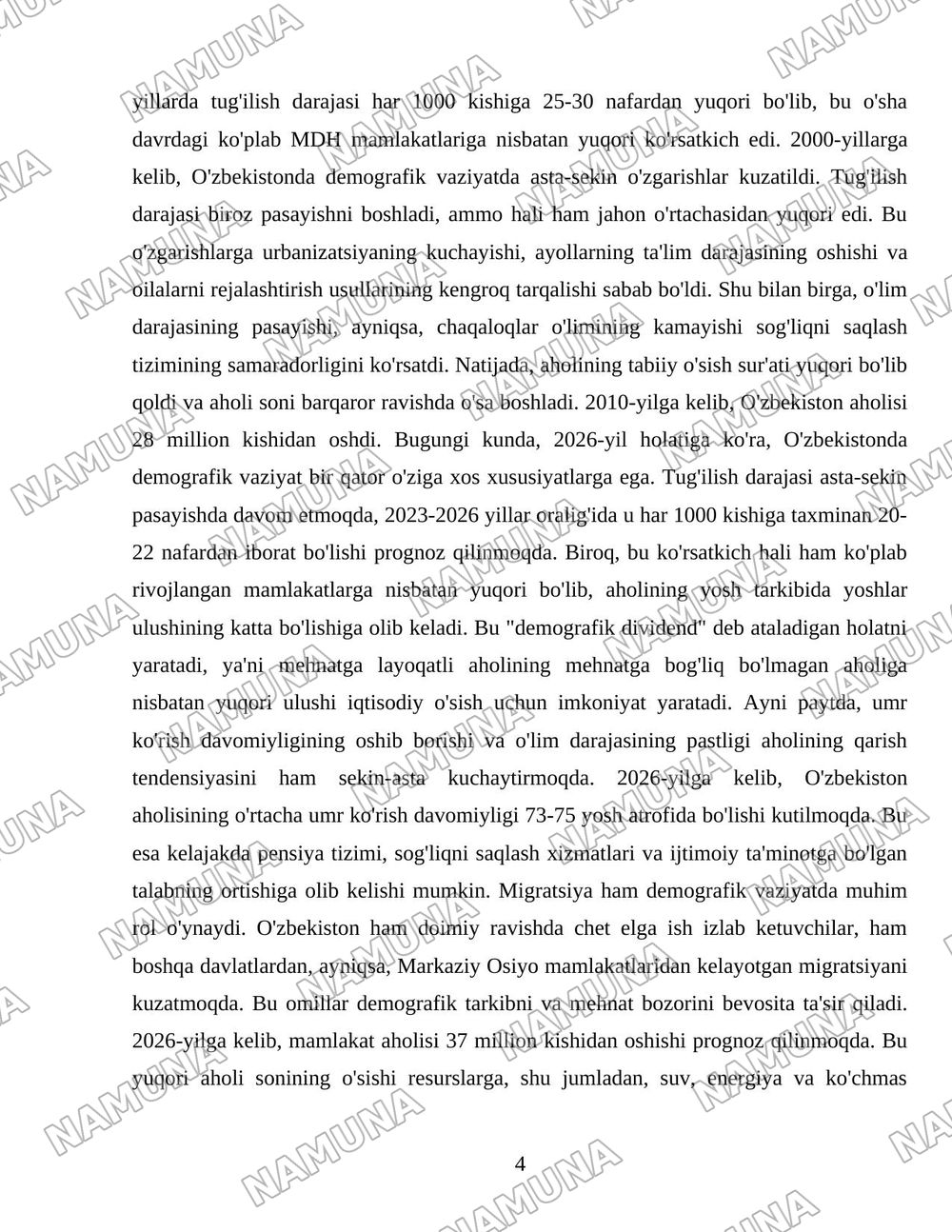 Mamlakatda yuzaga kelgan demografik vaziyat va uning xavfsizlikka ta’siri. Xatolik haqida xabar berish — 4-varaq