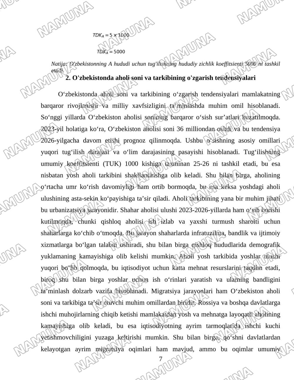 Mamlakatda yuzaga kelgan demografik vaziyat va uning xavfsizlikka ta’siri. Xatolik haqida xabar berish — 7-varaq