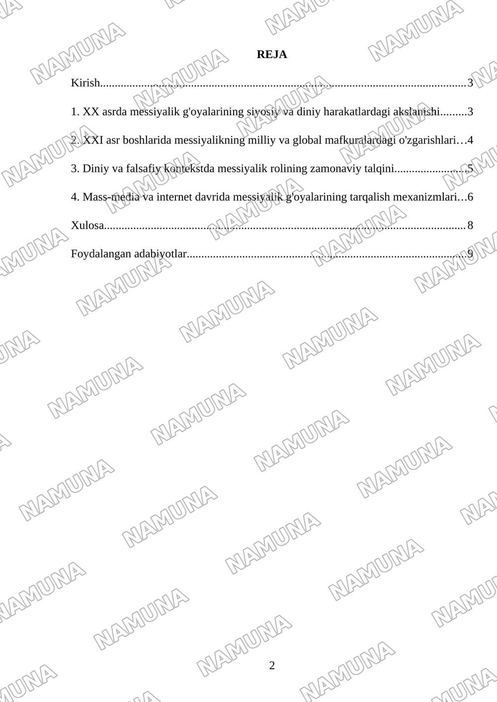XX XXI asrlarda messiyalikning harakatlanish shakllari — 2-varaq
