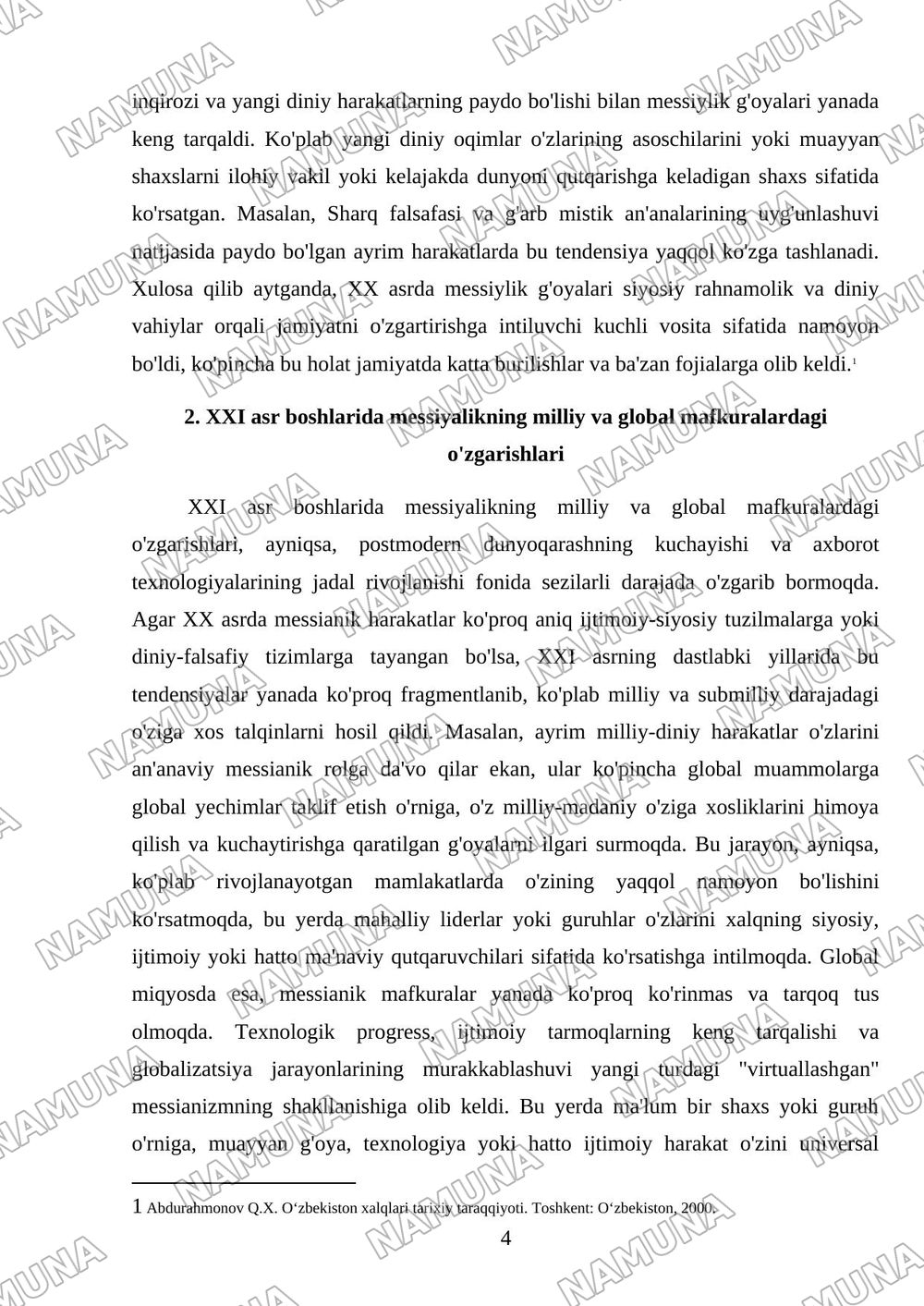 XX XXI asrlarda messiyalikning harakatlanish shakllari — 4-varaq