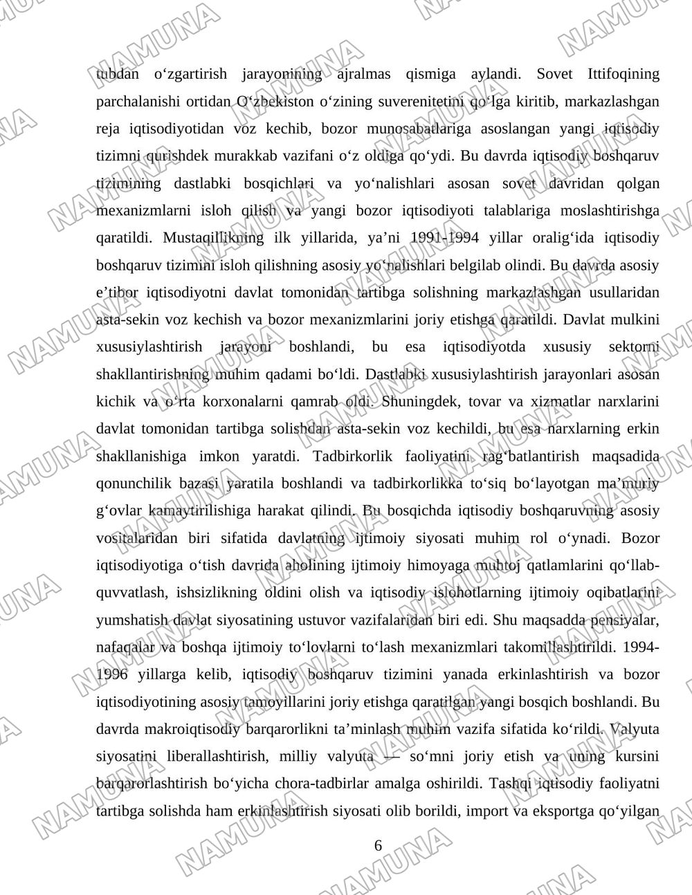 Oʻzbekistonda iqtisodiyotni boshqarish va tartibga solish tizimining shakllanishi — 6-varaq