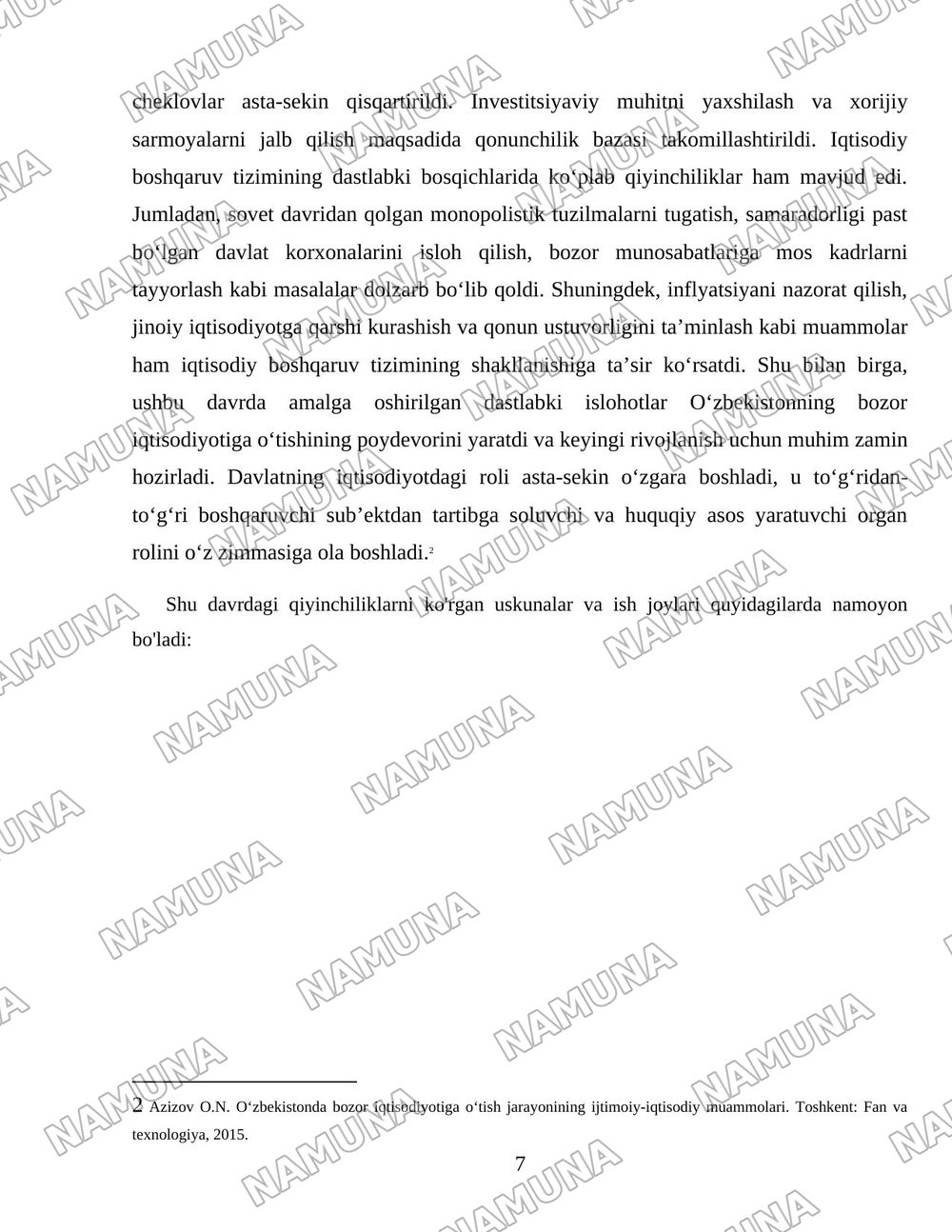 Oʻzbekistonda iqtisodiyotni boshqarish va tartibga solish tizimining shakllanishi — 7-varaq