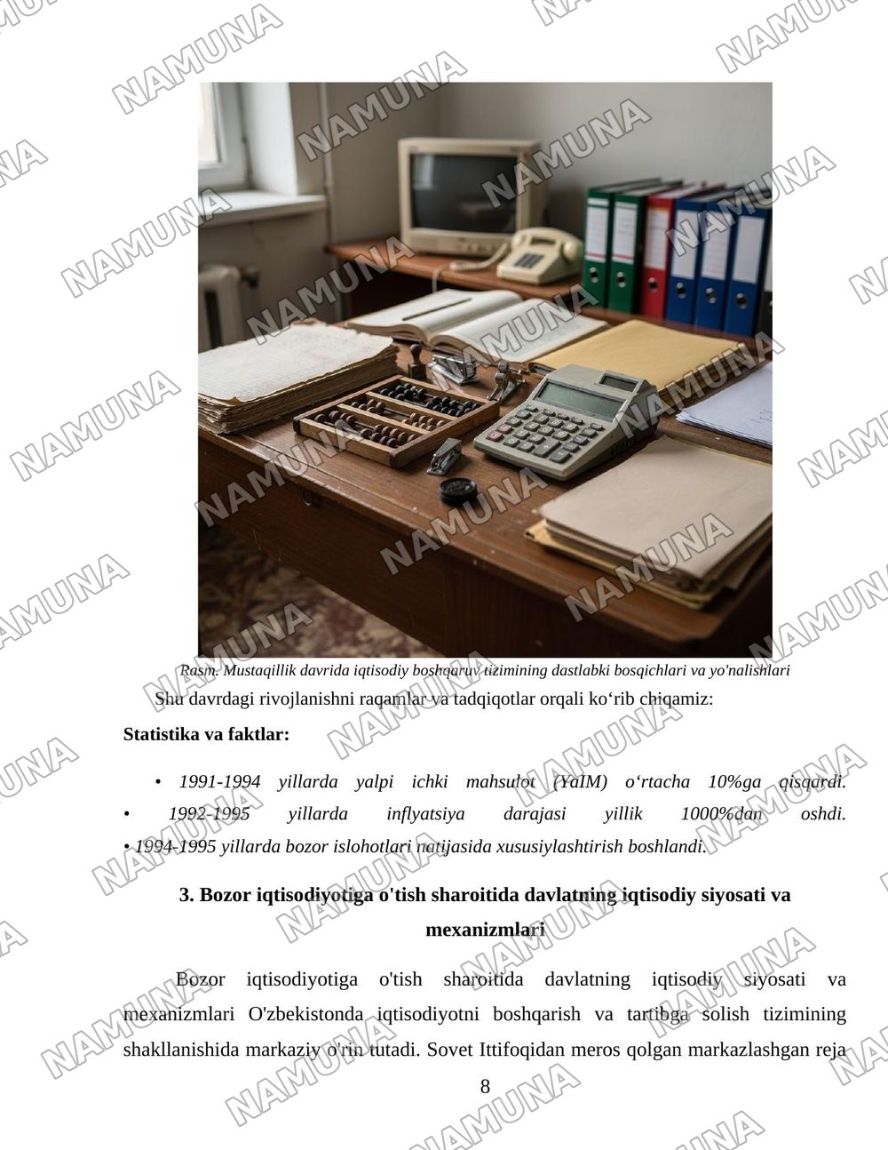 Oʻzbekistonda iqtisodiyotni boshqarish va tartibga solish tizimining shakllanishi — 8-varaq
