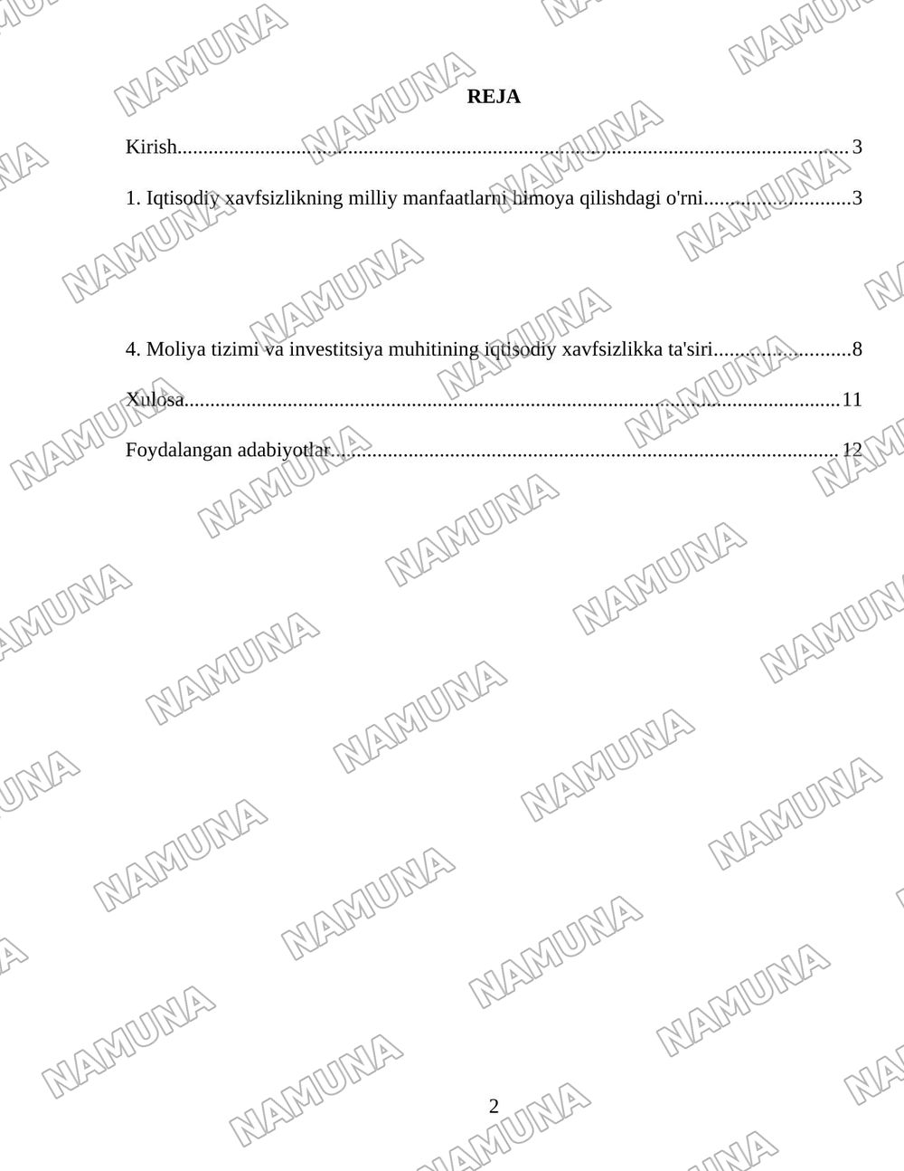 Davlatning iqtisodiy xavfsizligini taʼminlashning ustuvor yoʻnalishlari — 2-varaq