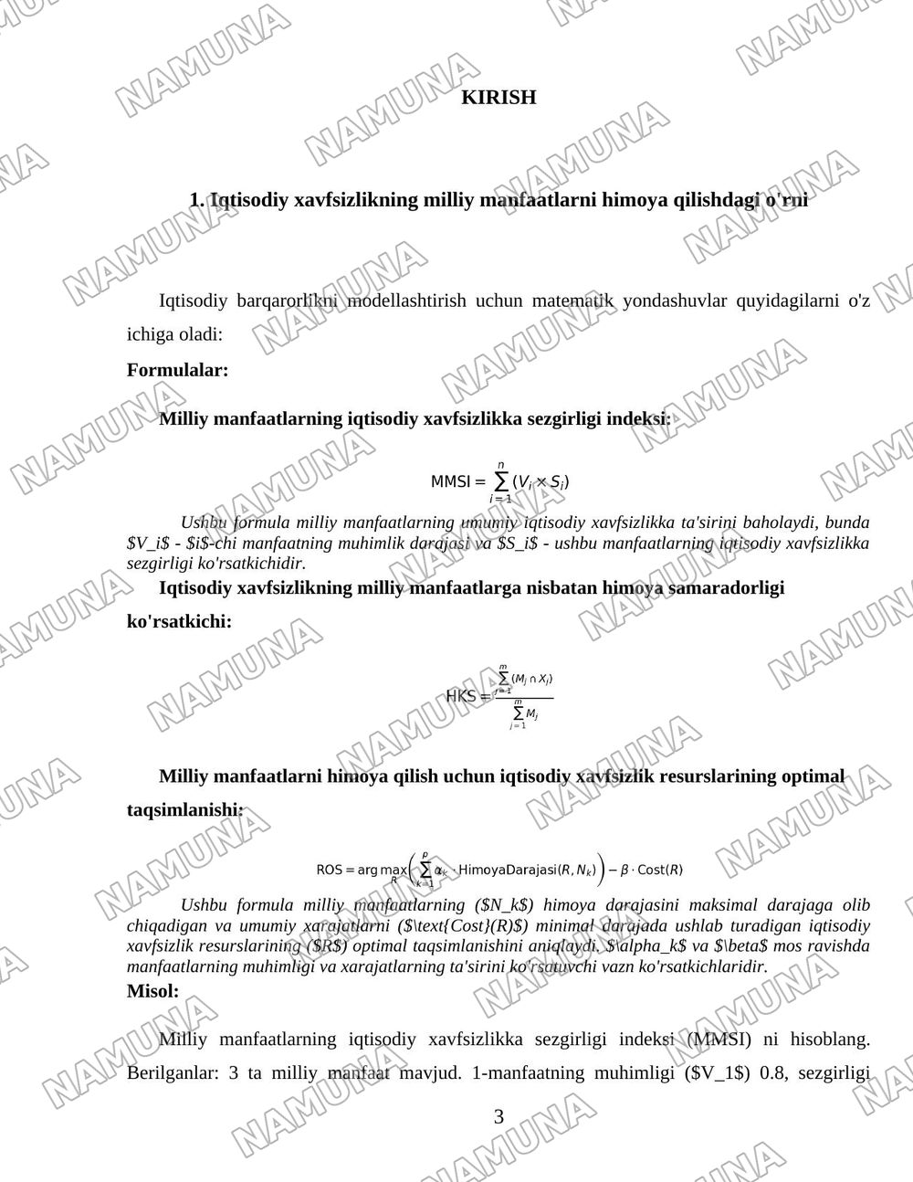 Davlatning iqtisodiy xavfsizligini taʼminlashning ustuvor yoʻnalishlari — 3-varaq