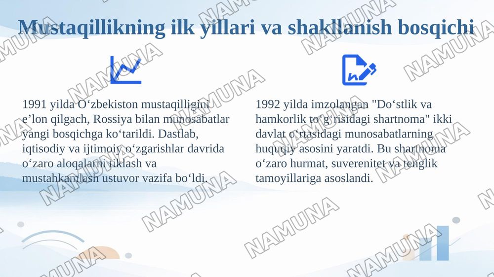 Rossiya va Oʻzbekiston hamkorlik munosabatlarining shakllanishi va rivojlanishi — 4-slayd