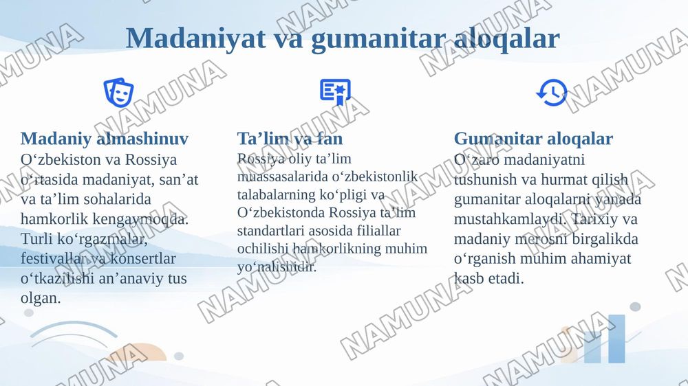 Rossiya va Oʻzbekiston hamkorlik munosabatlarining shakllanishi va rivojlanishi — 8-slayd