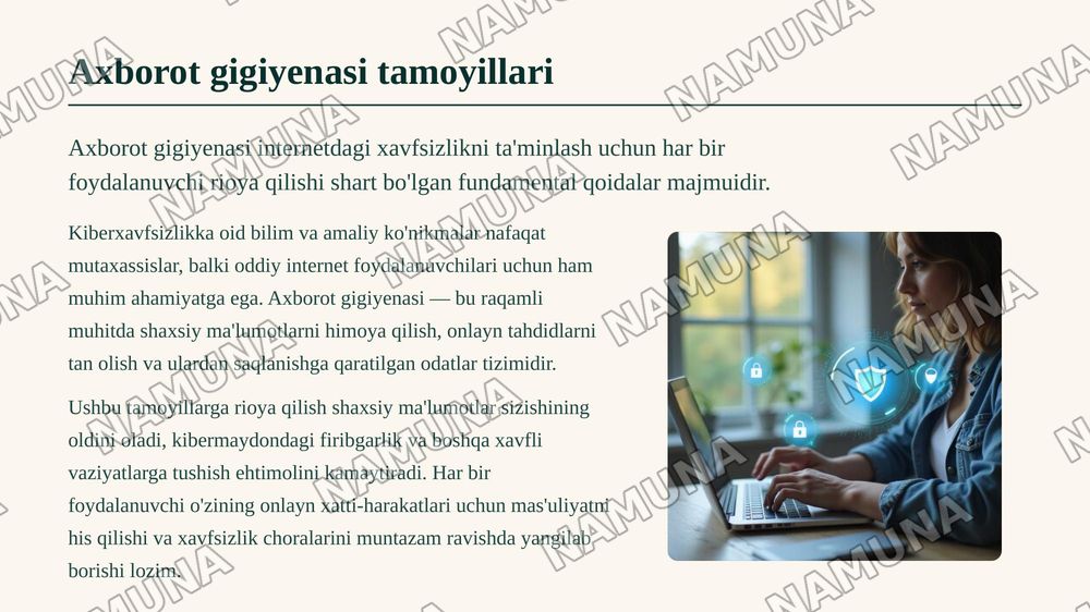 Internetda kiberxavfsizlik, shaxsiy ma'lumotlarni himoyalash va axborot gigiyenasi — 7-slayd