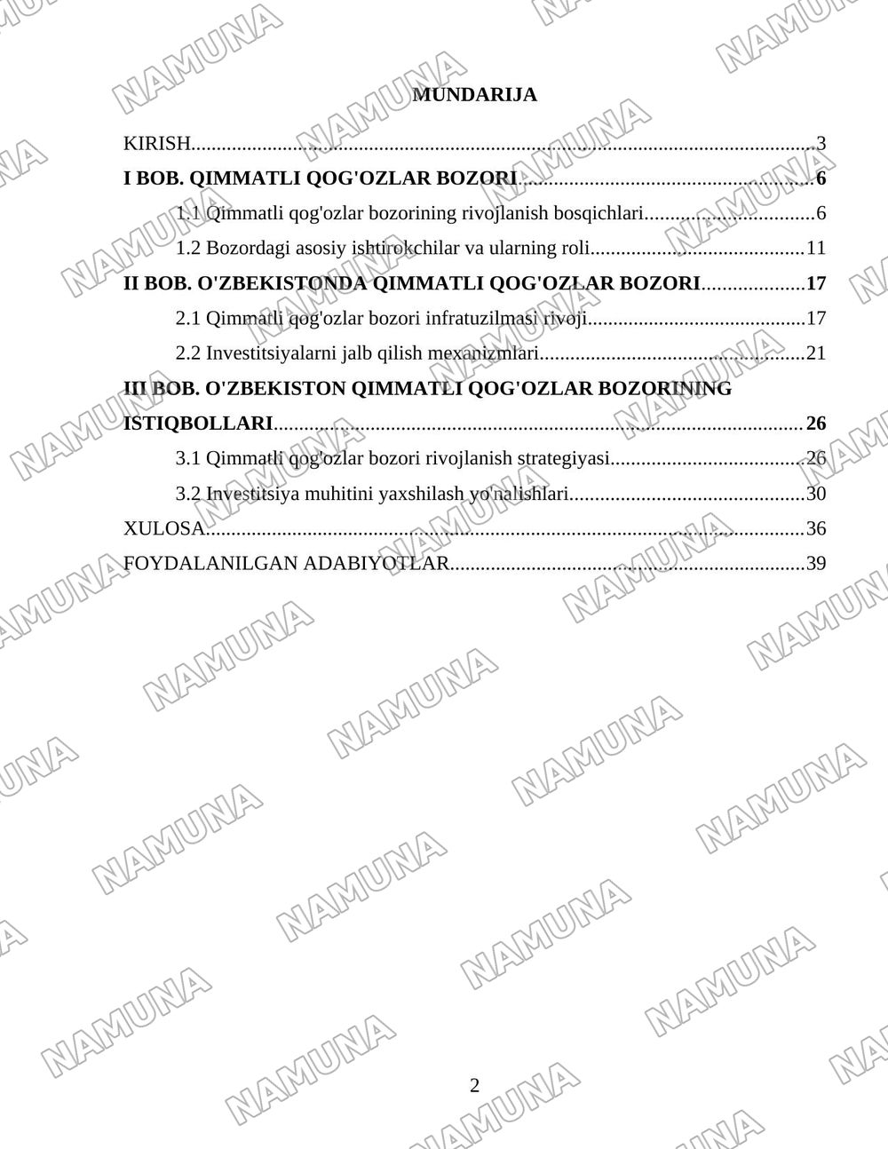 O'zbekistonda qimmatli qog'ozlar bozori va uning shakllanishi — 2-varaq