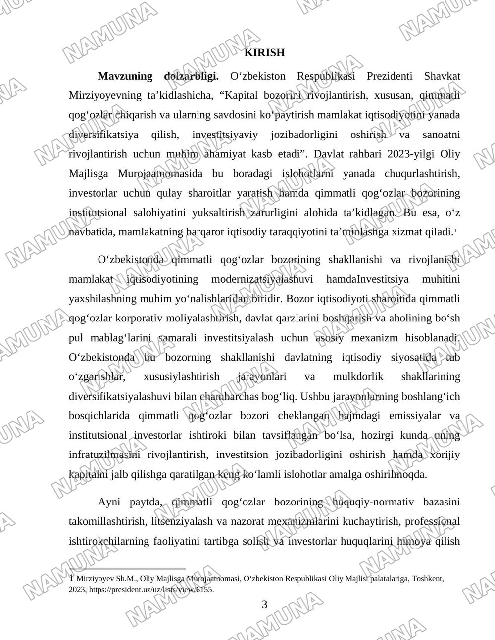 O'zbekistonda qimmatli qog'ozlar bozori va uning shakllanishi — 3-varaq
