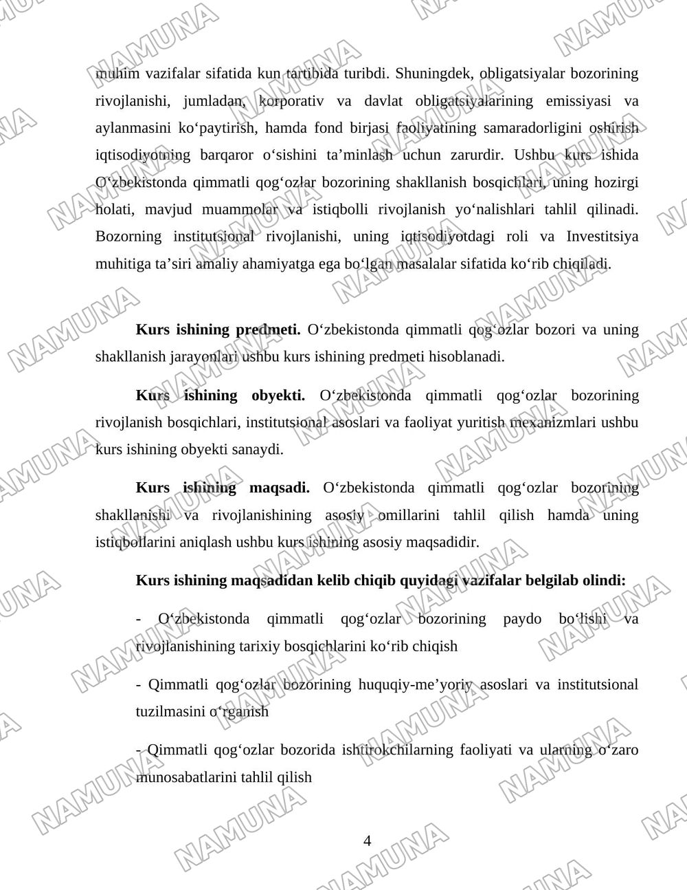 O'zbekistonda qimmatli qog'ozlar bozori va uning shakllanishi — 4-varaq