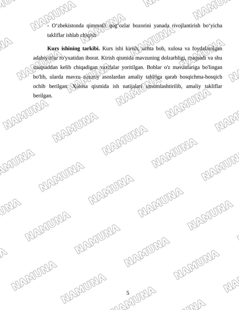 O'zbekistonda qimmatli qog'ozlar bozori va uning shakllanishi — 5-varaq