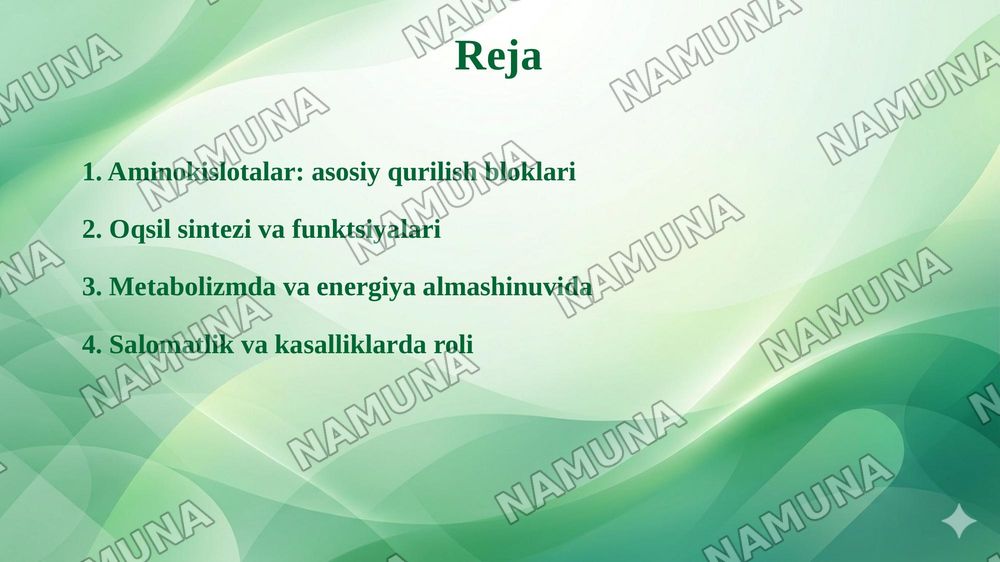 Aminokislotalarning biologik ahamiyati — 2-slayd