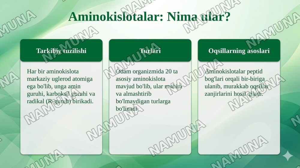 Aminokislotalarning biologik ahamiyati — 4-slayd
