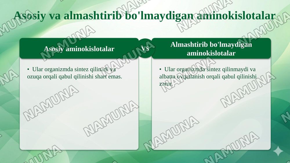 Aminokislotalarning biologik ahamiyati — 5-slayd