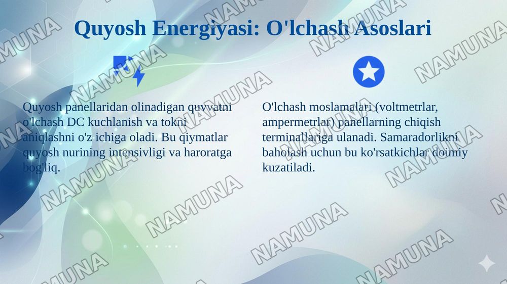 Quyosh va shamol elektr qurilmalarida quvvatni o'lchash va nazorat qilish — 4-slayd