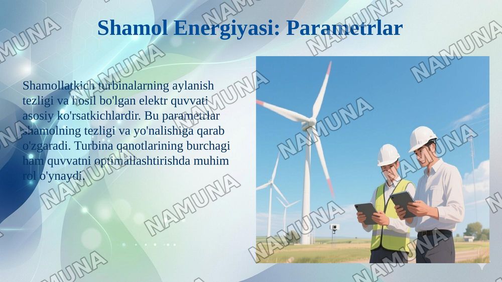 Quyosh va shamol elektr qurilmalarida quvvatni o'lchash va nazorat qilish — 5-slayd