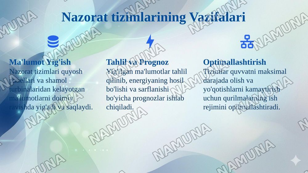 Quyosh va shamol elektr qurilmalarida quvvatni o'lchash va nazorat qilish — 7-slayd