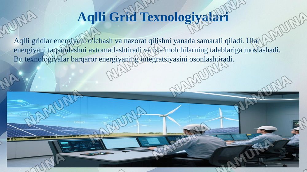 Quyosh va shamol elektr qurilmalarida quvvatni o'lchash va nazorat qilish — 8-slayd