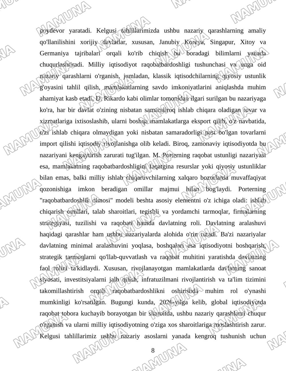 Milliy iqtisodiyotning raqobatbardoshligini oshirishda davlat siyosati — 8-varaq