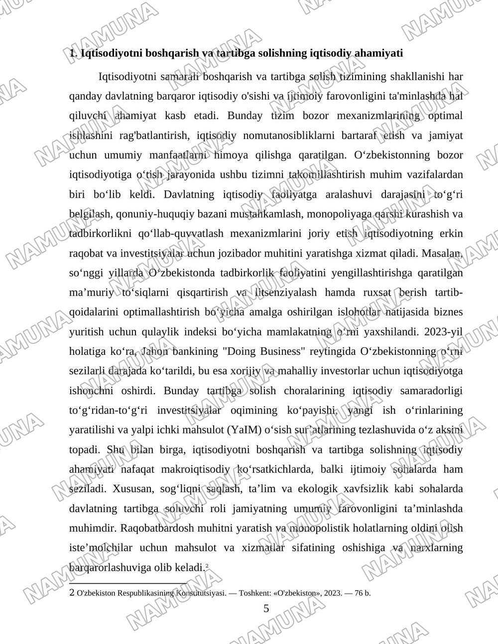 Oʻzbekistonda iqtisodiyotni boshqarish va tartibga solish tizimining shakllanishi — 5-varaq