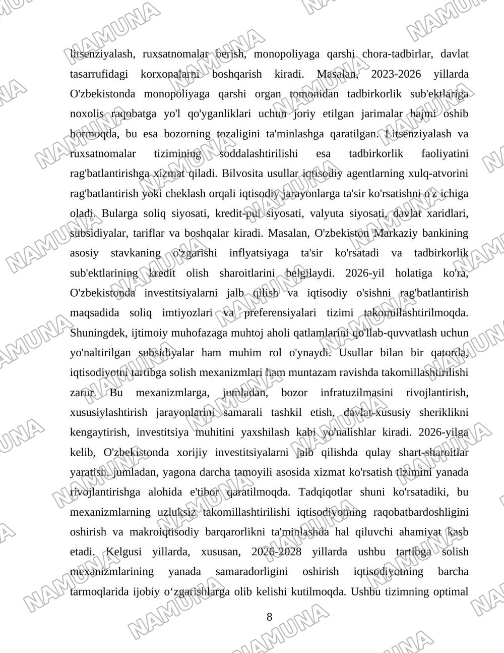 Oʻzbekistonda iqtisodiyotni boshqarish va tartibga solish tizimining shakllanishi — 8-varaq