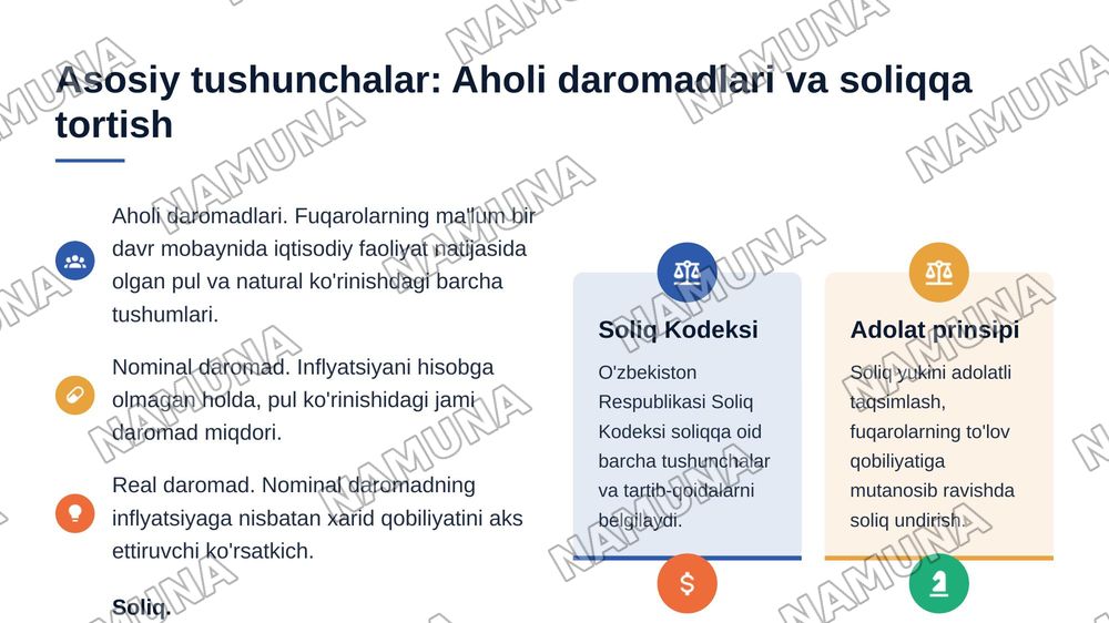 Aholi daromadlari va soliqqa tortish — 4-slayd