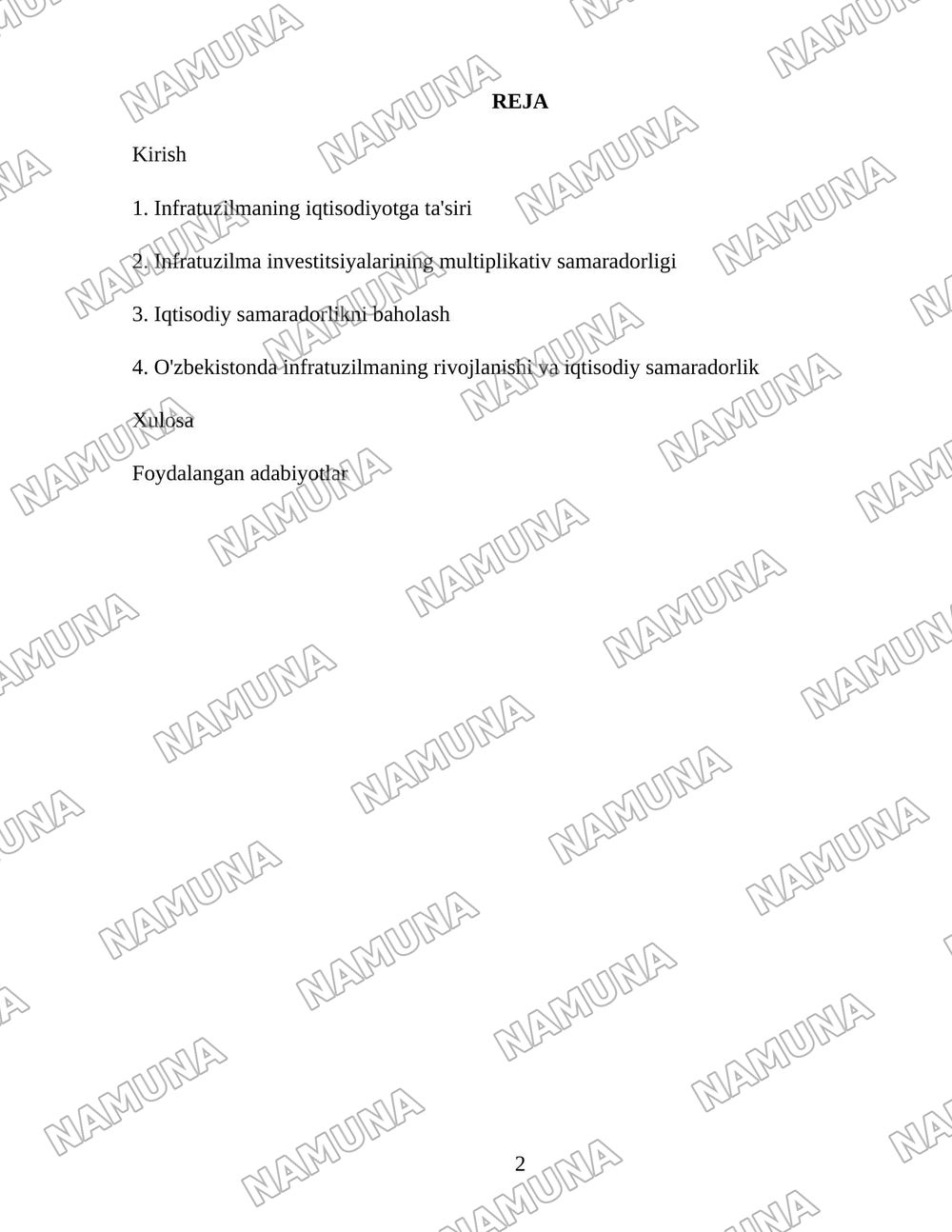 Infratuzilmaning multipliaktiv tasiri va iqtisodiy samaradorligi — 2-varaq