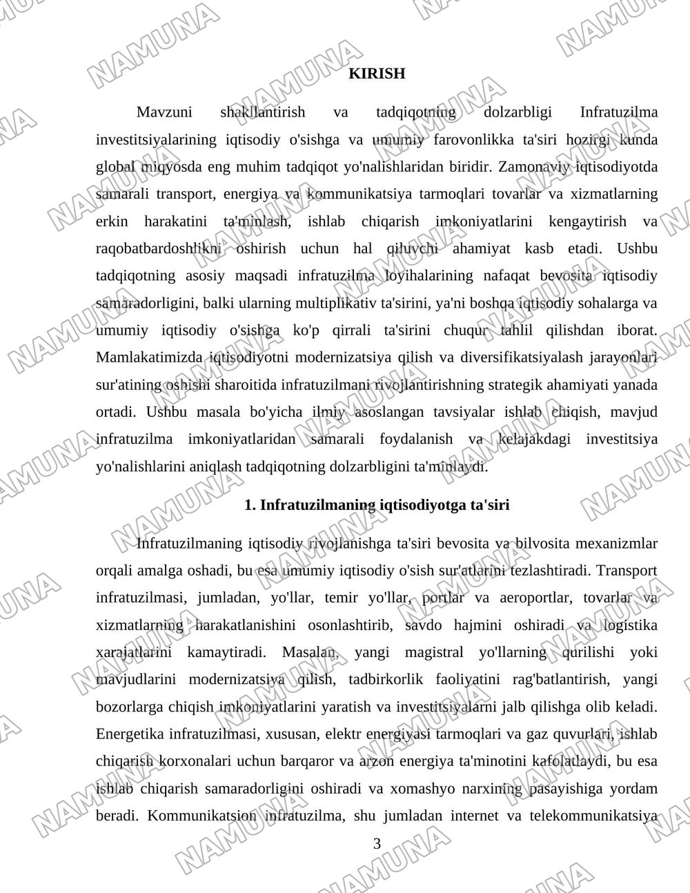 Infratuzilmaning multipliaktiv tasiri va iqtisodiy samaradorligi — 3-varaq