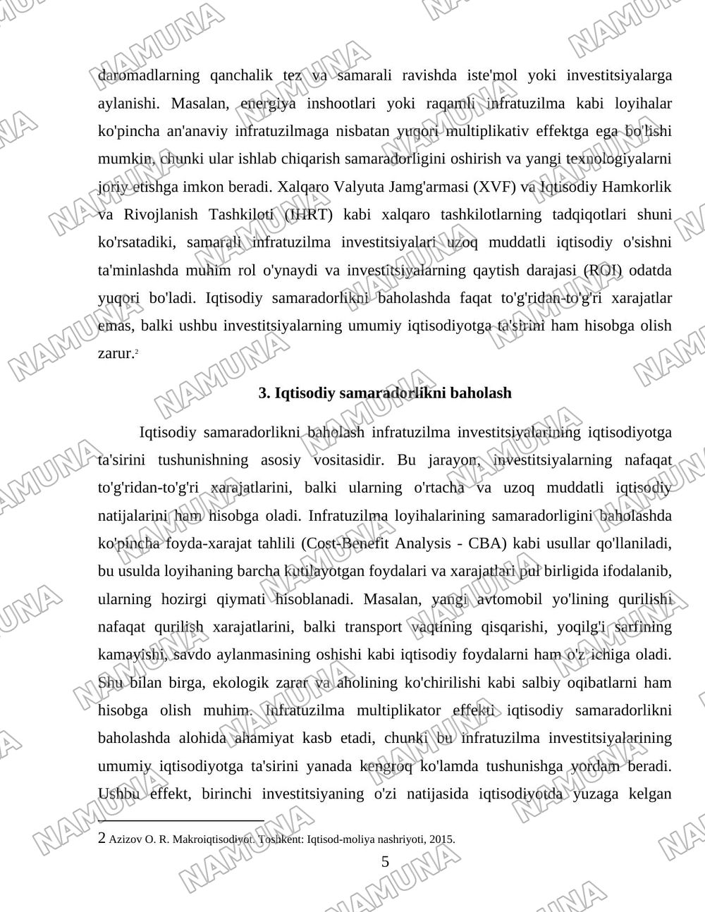 Infratuzilmaning multipliaktiv tasiri va iqtisodiy samaradorligi — 5-varaq