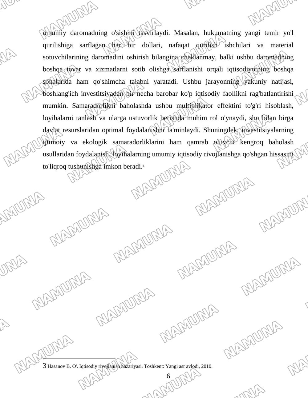 Infratuzilmaning multipliaktiv tasiri va iqtisodiy samaradorligi — 6-varaq