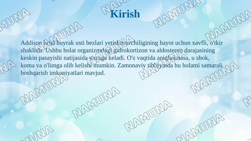 Addisonnik kriz — 3-slayd