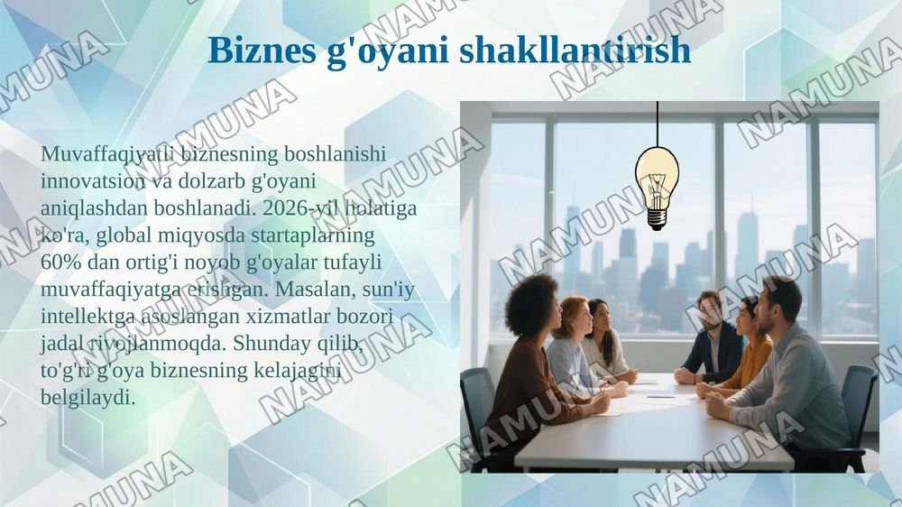 Mavzu: «Biznesga kirish» fanining mohiyati va ahamiyati — 5-slayd