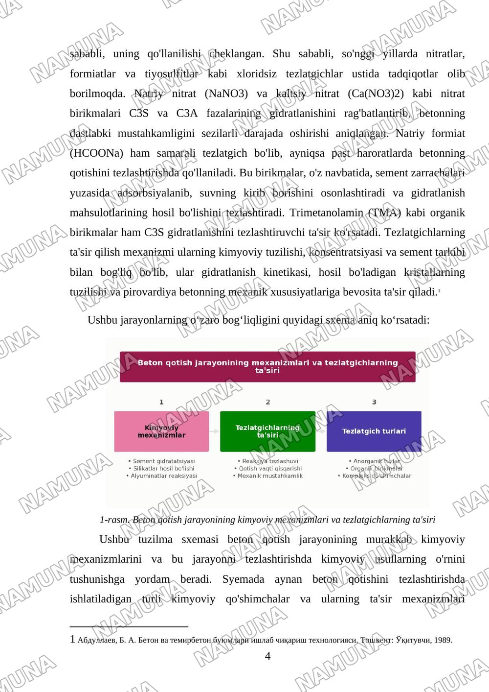 Beton qotishini tezlashtirishda kimyoviy usullarni qo'llash — 4-varaq