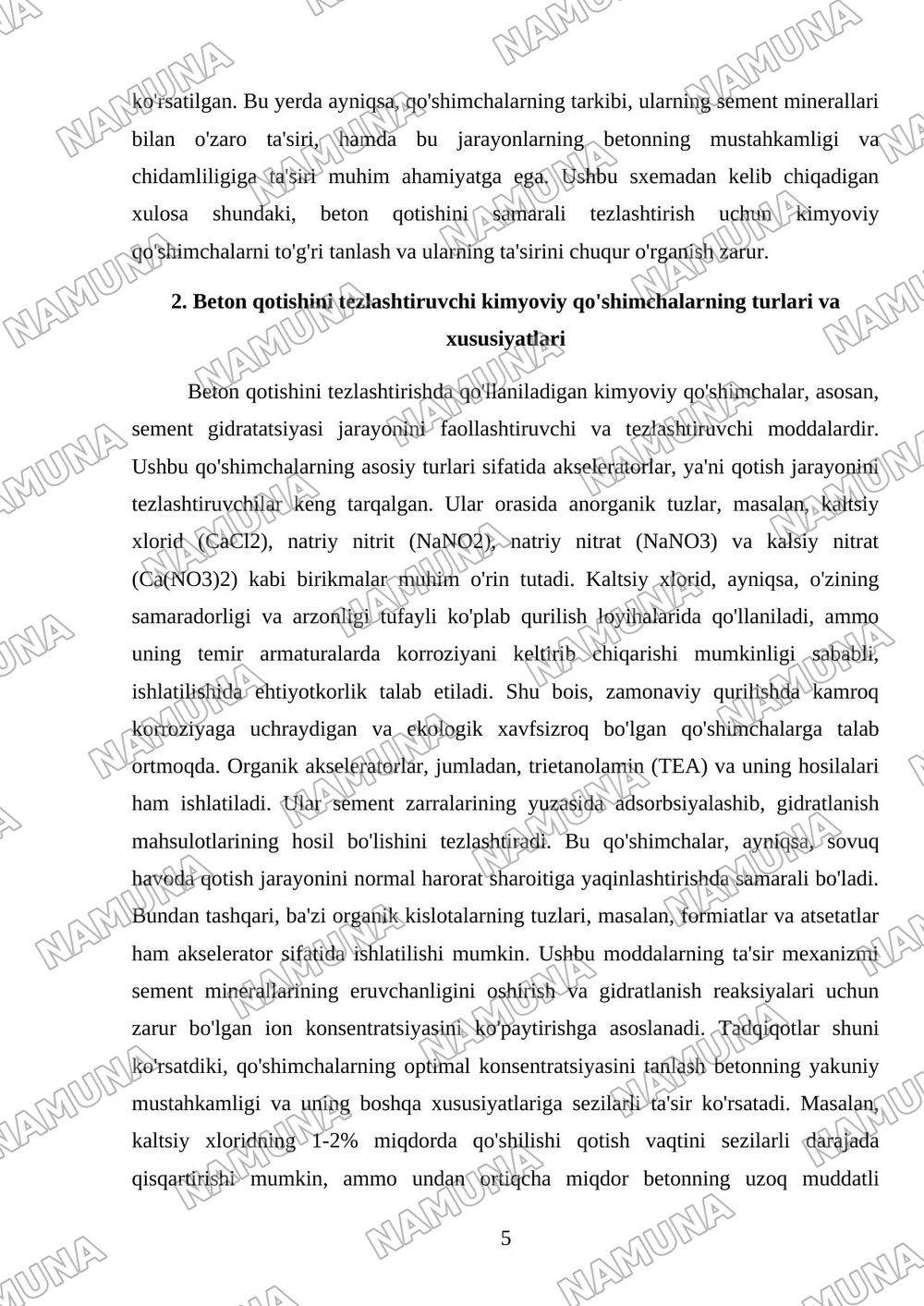 Beton qotishini tezlashtirishda kimyoviy usullarni qo'llash — 5-varaq