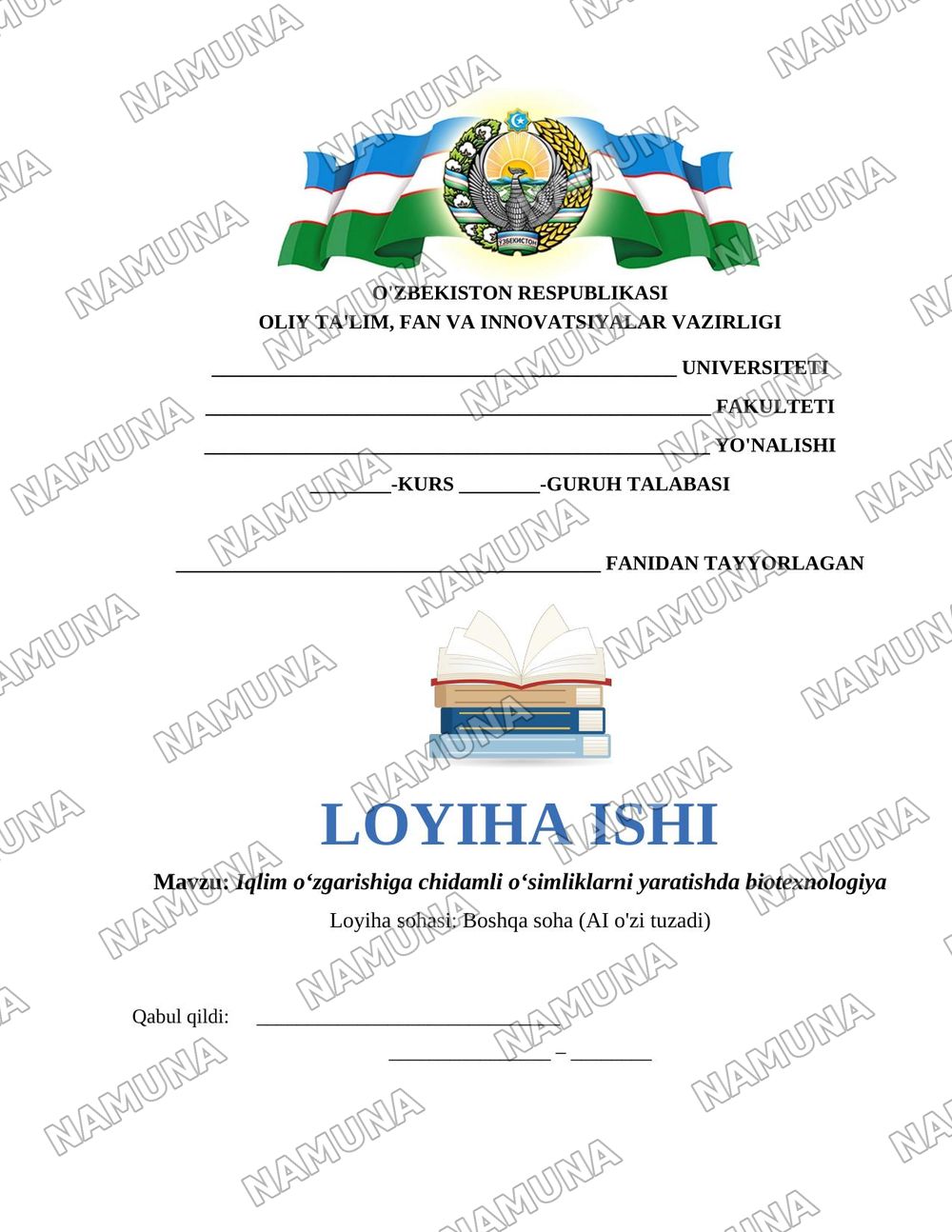 Iqlim oʻzgarishiga chidamli oʻsimliklarni yaratishda biotexnologiya — 1-varaq