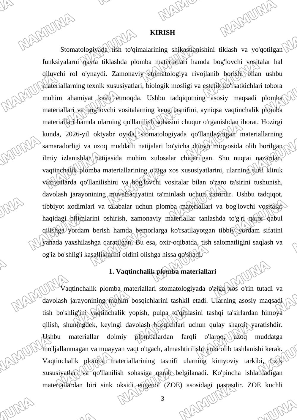 Plomba Ashyolari Tasnifi: Vaqtinchalik Plomba Ashyolari va Bog‘lovchi Materiallar — 3-varaq