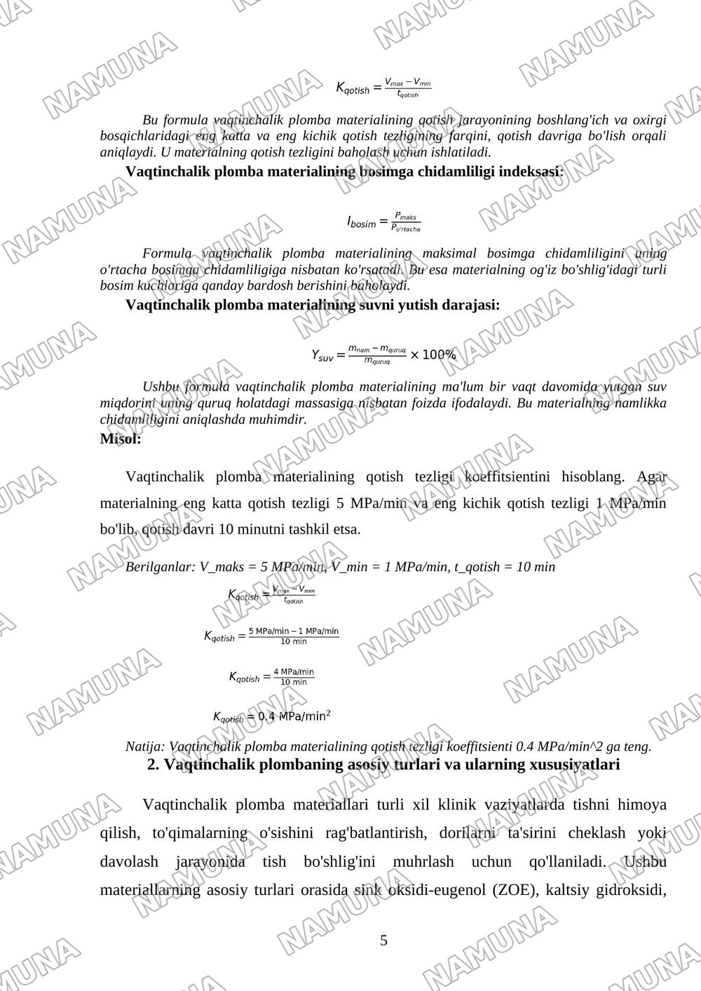 Plomba Ashyolari Tasnifi: Vaqtinchalik Plomba Ashyolari va Bog‘lovchi Materiallar — 5-varaq