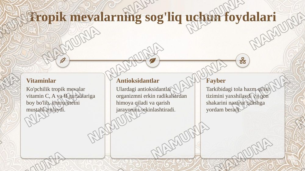 Har xil tropik meva oʻsimliklari va ularning turlari — 8-slayd