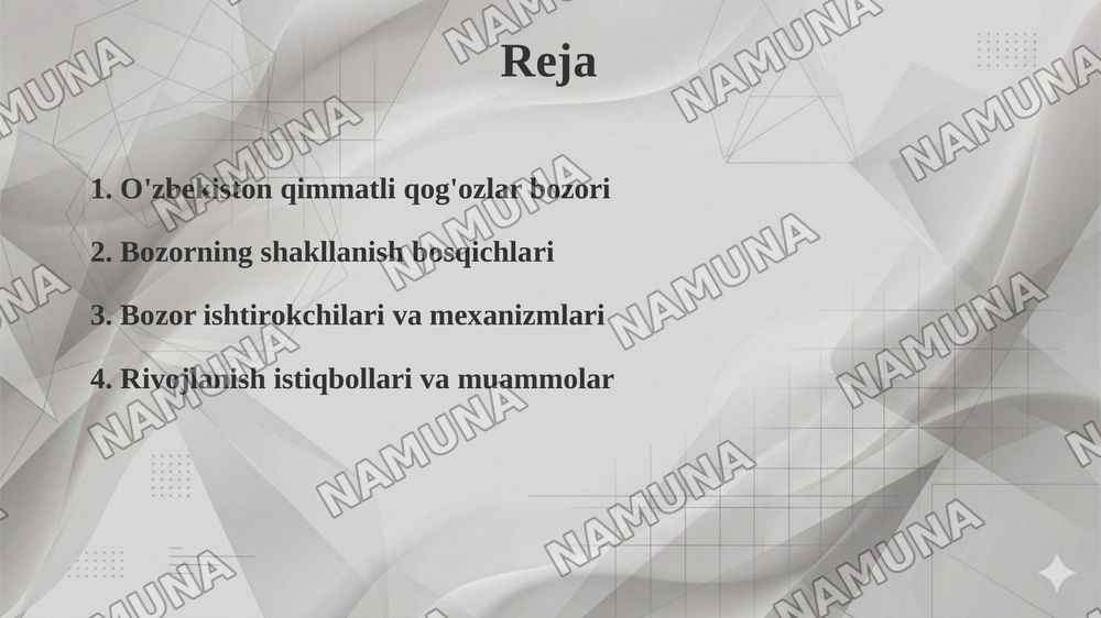 Õzbekistonda qimmatli qoğozlar bozori va uning shakilanishi — 2-slayd
