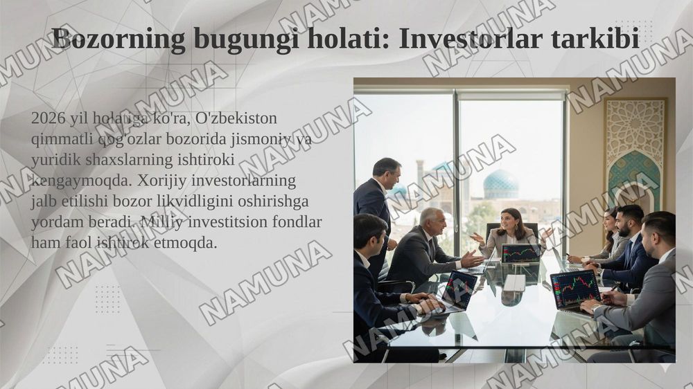 Õzbekistonda qimmatli qoğozlar bozori va uning shakilanishi — 5-slayd