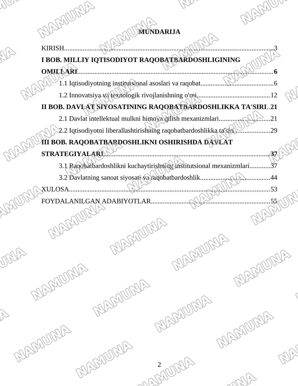 Milliy iqtisodiyotning raqobatbardoshligini oshirishda davlat siyosati — 2-varaq