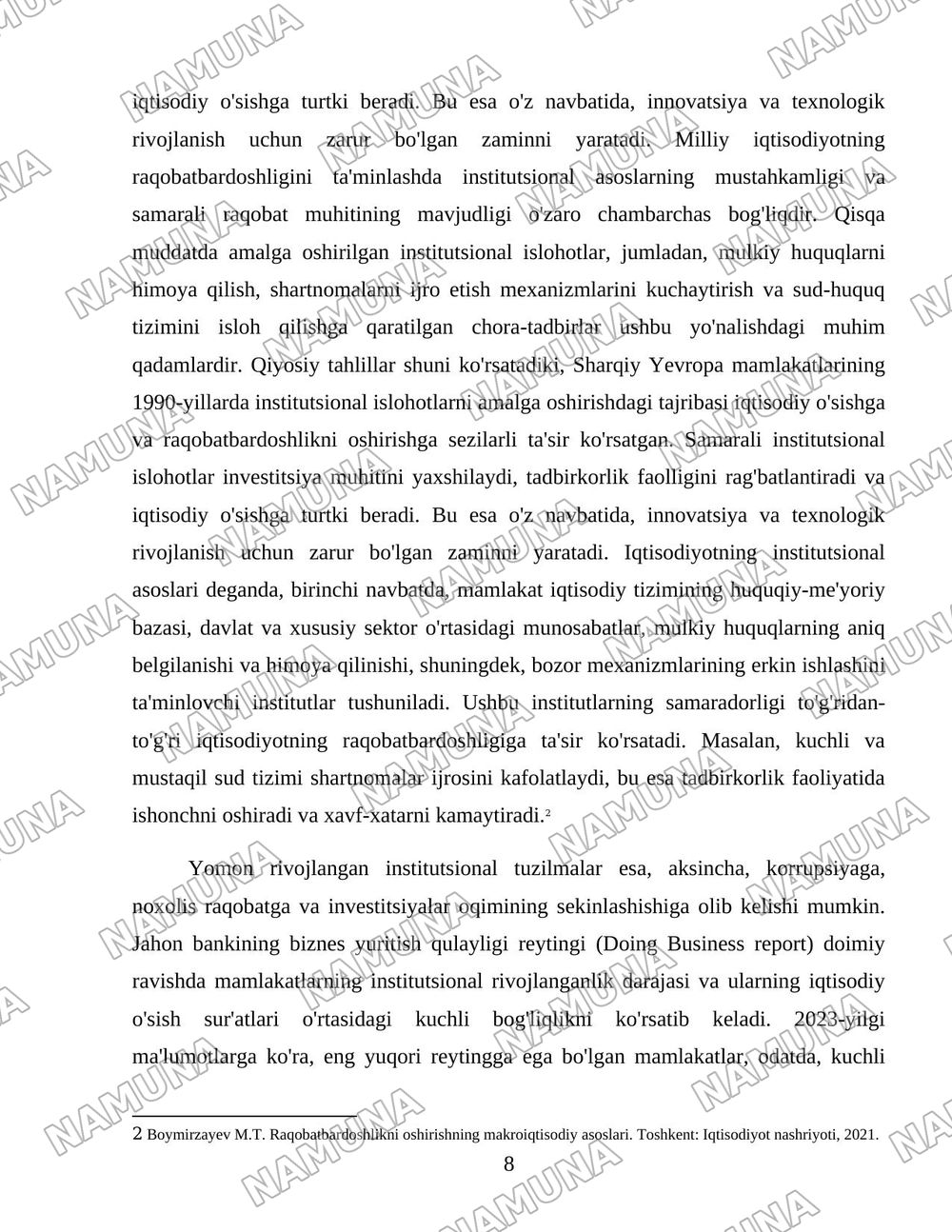 Milliy iqtisodiyotning raqobatbardoshligini oshirishda davlat siyosati — 8-varaq