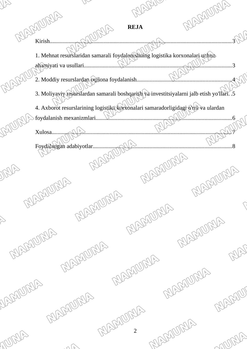 Logistika korxonalarida mehnat,moddiy, moliyaviy va axborot resurslaridan foydalanish samaradorligini oshirish — 2-varaq