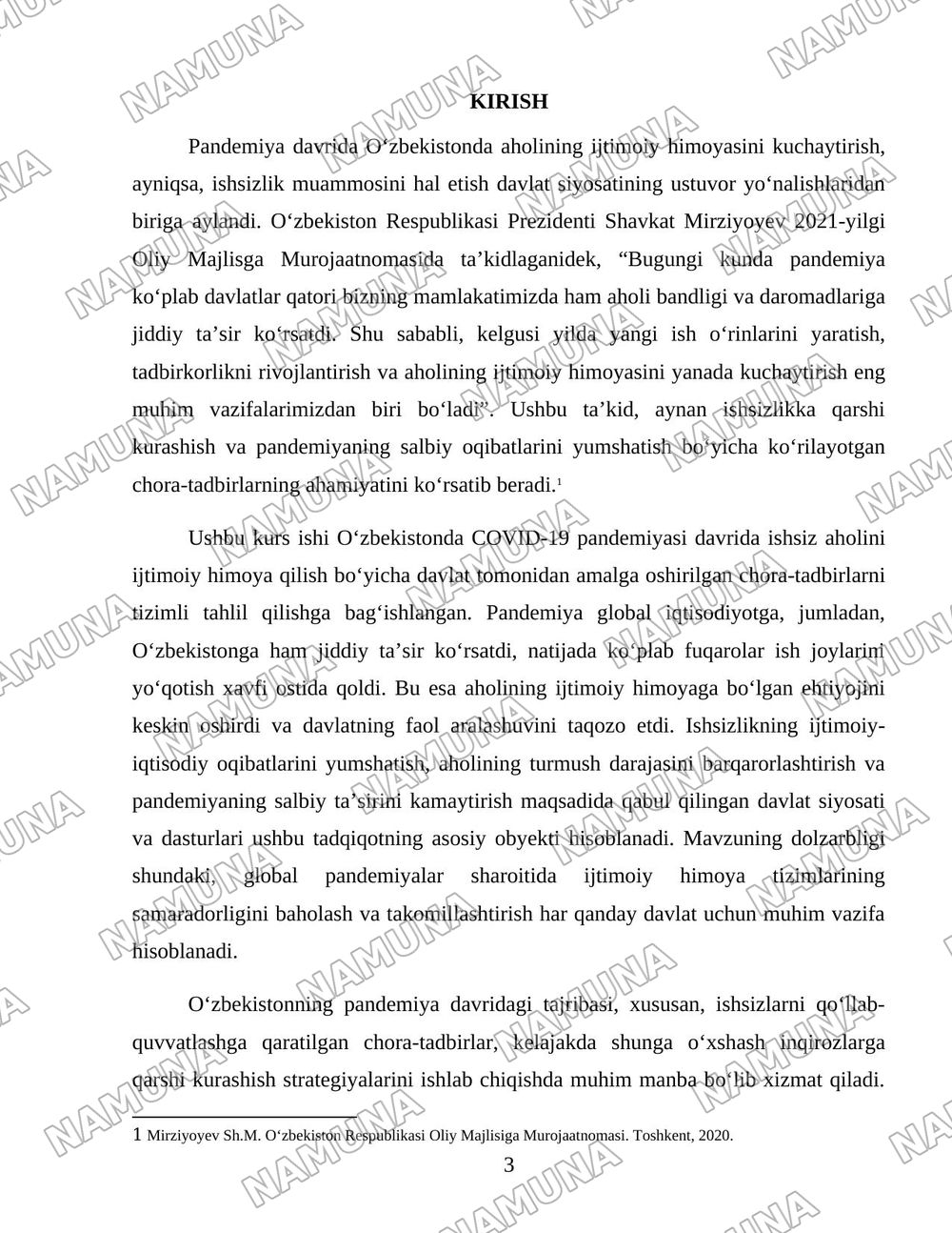 Pandemiya davrida O’zbekiston ishsizlarni ijtimoiy himoya qilish bo’yicha davlatning chora tadbirlari — 3-varaq