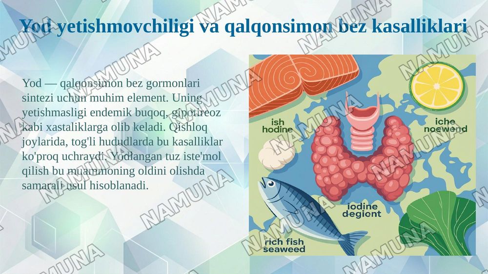 Biogen elementlar konsentratsiyasi o’zgarishi bilan bog’liq bo’lgan endemic va kasb kasalliklari — 5-slayd