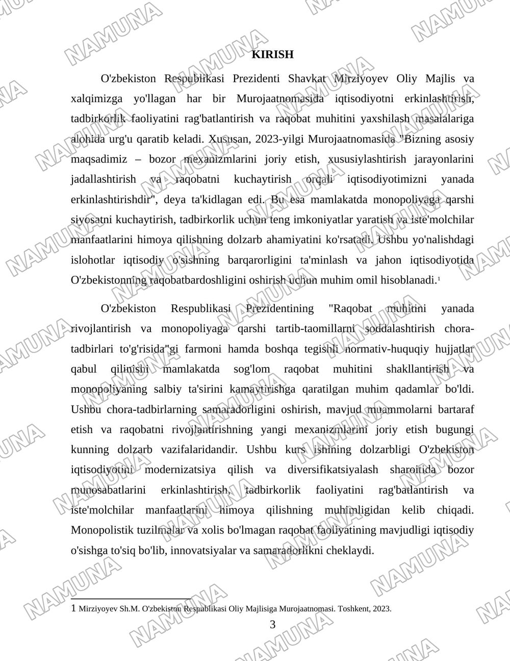 O'zbekistonda monopoliyaga qarshi siyosat va raqobatni rivojlantirish hamda himoya qilishni yanada kuchaytirish yo'llari — 3-varaq